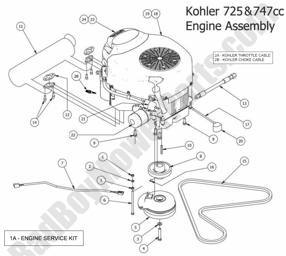 1033 - Bad Boy Mower Parts Lookup > 2014 > ZT Elite > Engine - Kohler KT740/KT745